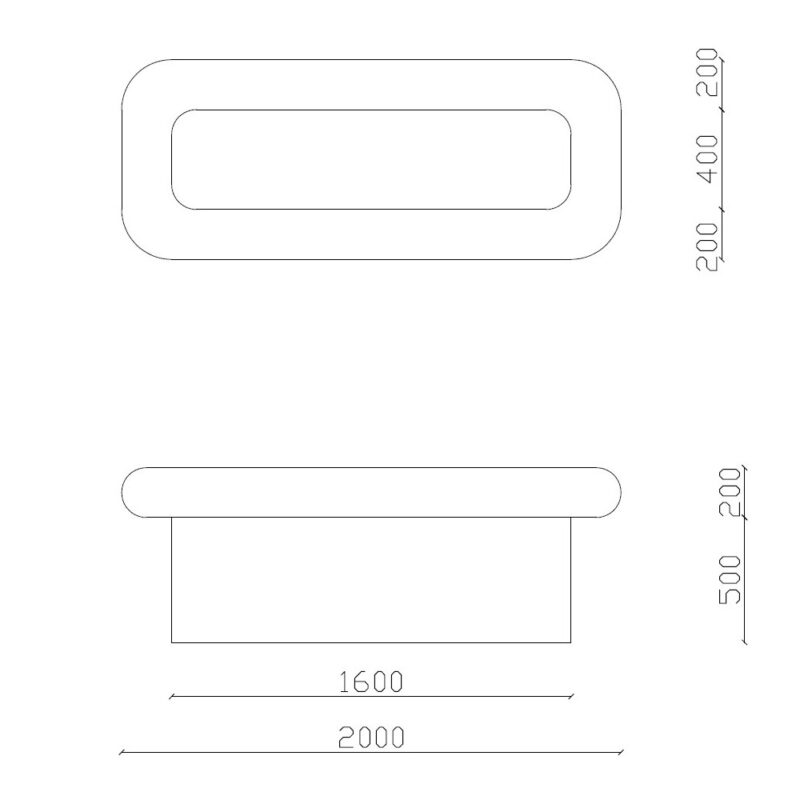 Ława do masażu w saunie - kształt prostokąt zaokrąglony