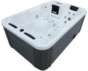 Jacuzzi z hydromasażem Aquajoy Alicante (205х130х70 cm), srebrzysto-biały marmur