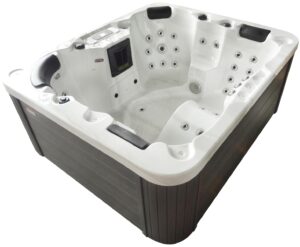 Jacuzzi z hydromasażem Aquajoy Como (190х160х82 cm), srebrzysto-biały marmur