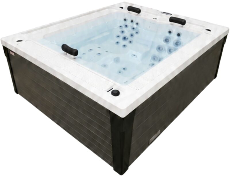 aquajoy_marmaris Przelewowy basen z hydromasażem Aquajoy Marmaris (230х198х89 cm), srebrzysto-biały marmur